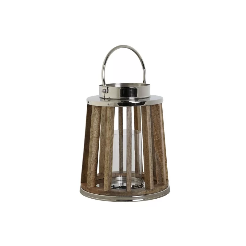 Candleholder DKD Home Decor Brown Silver Natural Crystal Mango wood 26 x 26 x 31 cm