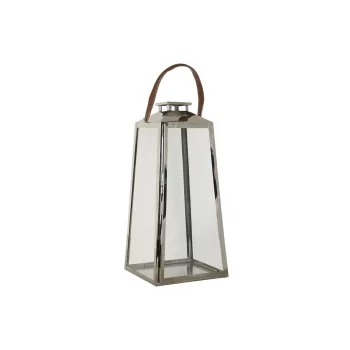 Lantern DKD Home Decor Brown Silver Leather Crystal Steel...