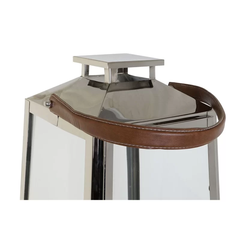 Lantern DKD Home Decor Brown Silver Leather...