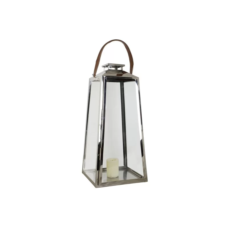 Lantern DKD Home Decor Brown Silver Leather...