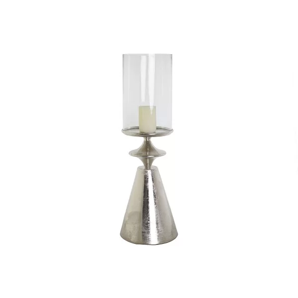 Candleholder DKD Home Decor Silver Aluminium Crystal 24 x 24 x 73 cm
