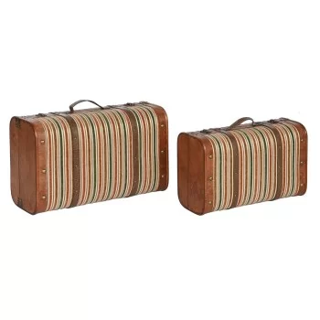 Set of Chests Home ESPRIT Brown Multicolour Wood Canvas...