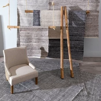 Carpet 80 x 150 cm Synthetic Fabric Black Cream 2