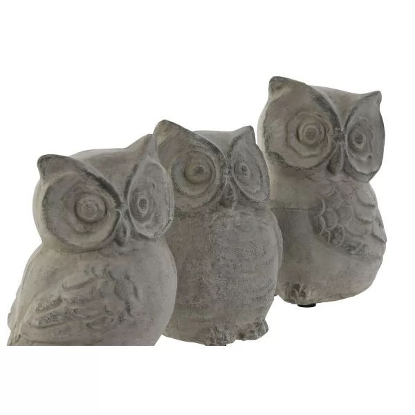 Decorative Figure Home ESPRIT Grey Owl Aged finish 10 x 9 x 14 cm (3 Units)