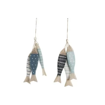 Hanging decoration Home ESPRIT Blue White Natural Fish 5...