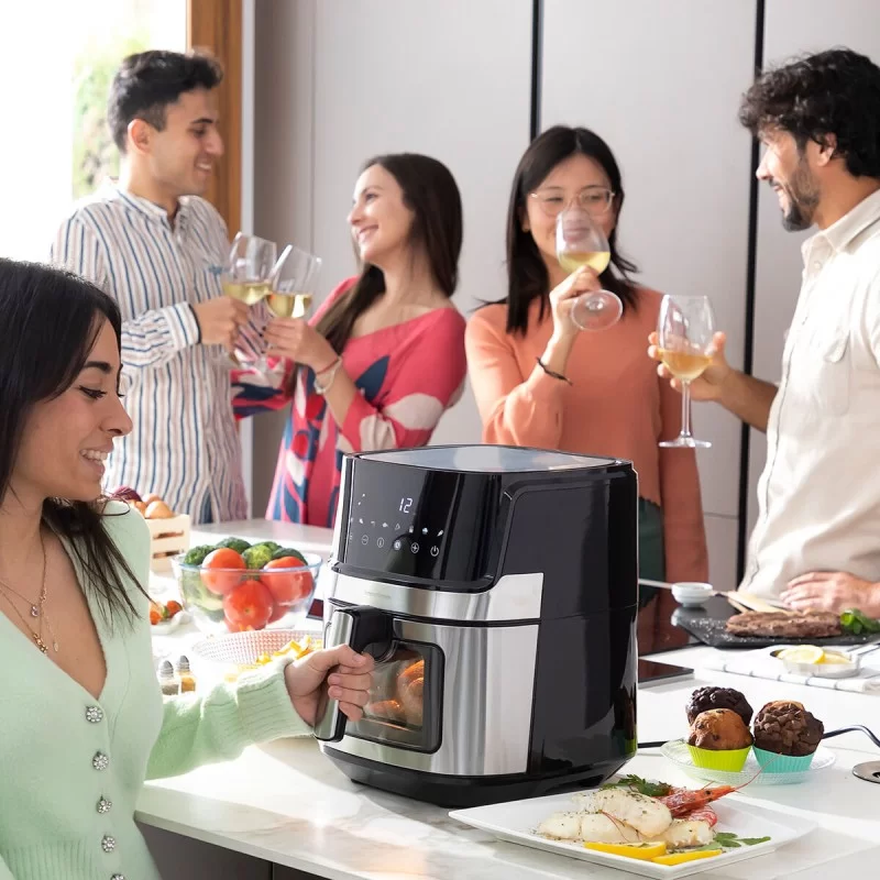 No-Oil Fryer InnovaGoods Window Stainless steel...