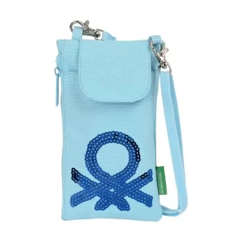 Purse Benetton Sequins Mobile cover Light Blue