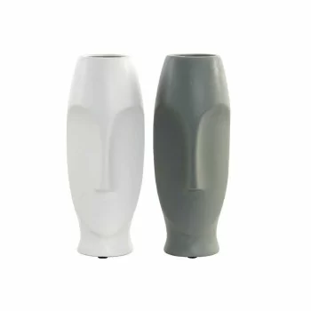 Vase DKD Home Decor White Grey Ceramic Plastic Face 11 x...