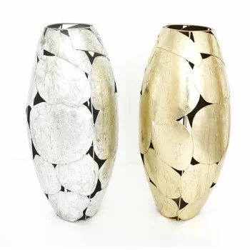 Vase DKD Home Decor 26 x 26 x 56 cm Silver Golden Metal...