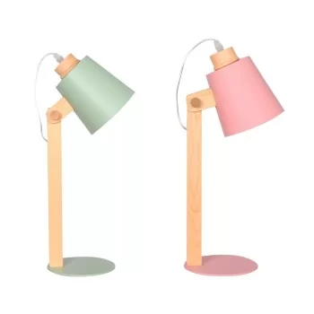 Desk lamp DKD Home Decor Green Pink Natural Wood Metal 50...