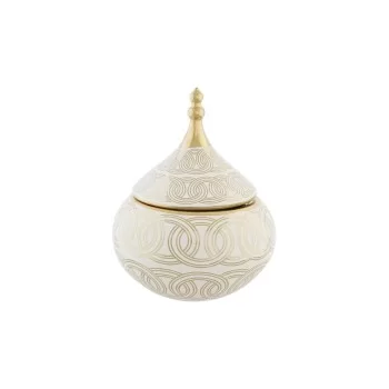 Tibor DKD Home Decor White Golden Porcelain Oriental...