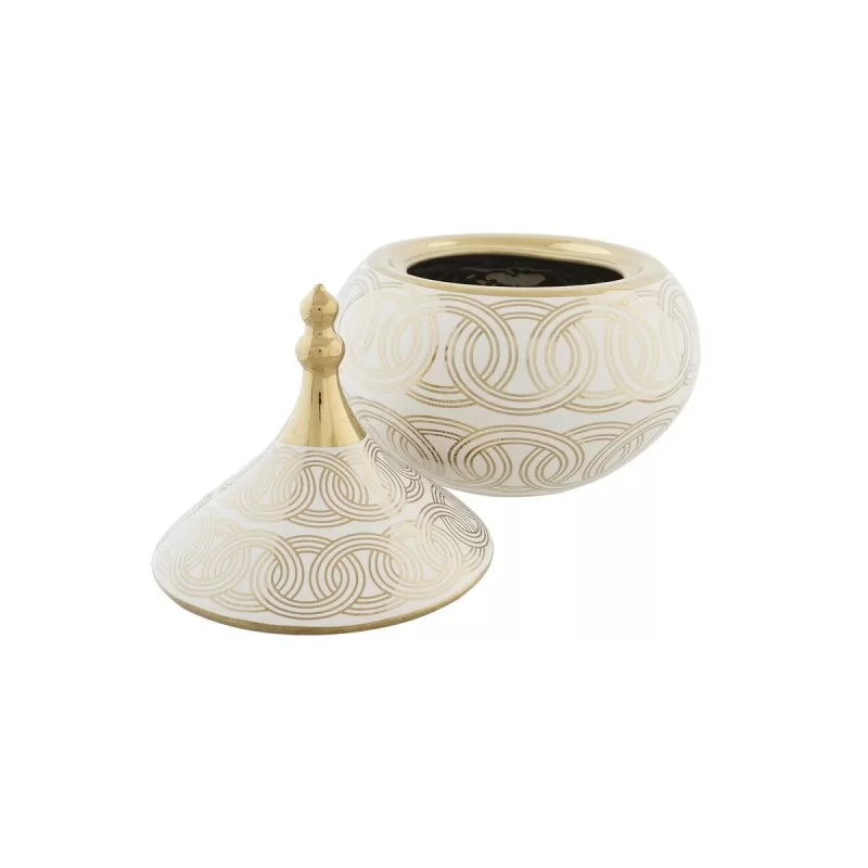 Tibor DKD Home Decor White Golden Porcelain...