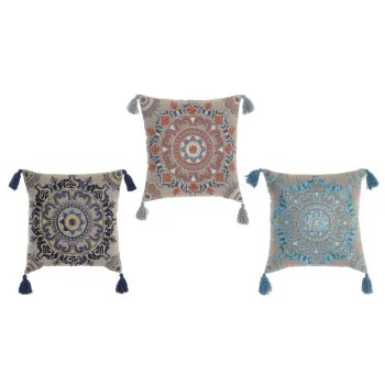 Cushion DKD Home Decor Orange Sky blue Navy Blue Mandala...