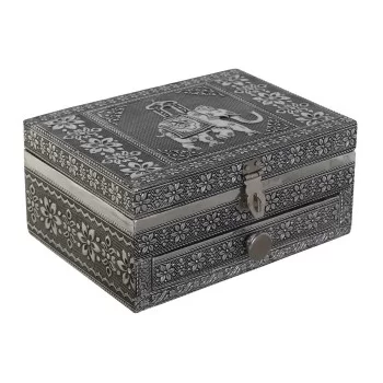 Jewelry box DKD Home Decor Silver Sky blue Wood Aluminium...