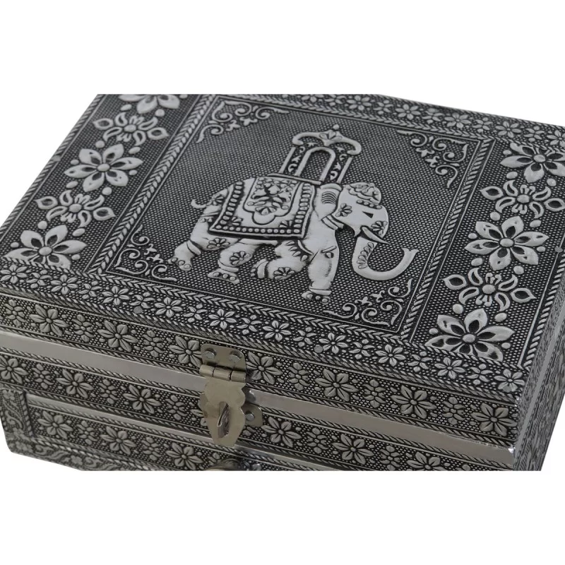 Jewelry box DKD Home Decor Silver Sky blue Wood...
