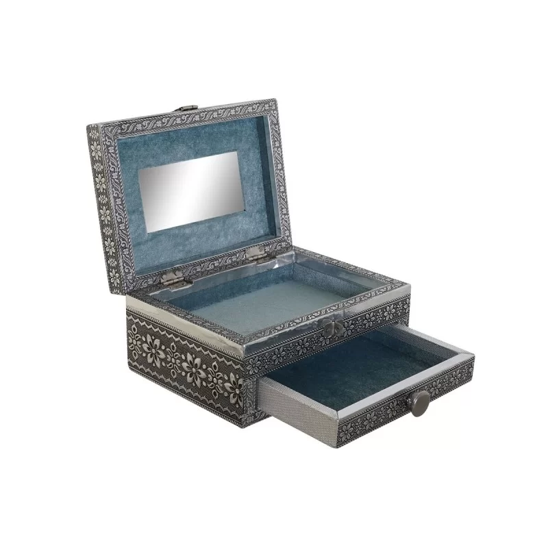 Jewelry box DKD Home Decor Silver Sky blue Wood...