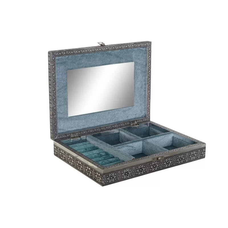 Jewelry box DKD Home Decor Silver Sky blue Wood...