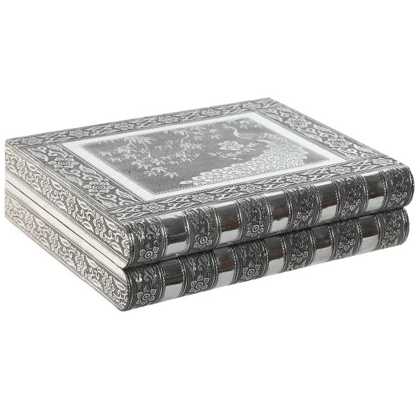 Jewelry box Home ESPRIT Green Silver Wood Aluminium 27,5 x 21 x 7,6 cm