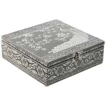 Jewelry box Home ESPRIT Green Silver Wood Aluminium 18 x...