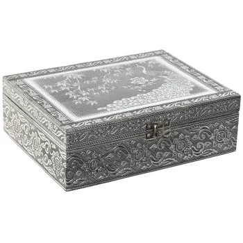 Jewelry box Home ESPRIT Green Silver Wood Aluminium 22,5...