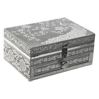 Jewelry box Home ESPRIT Green Silver Wood Aluminium 17,5...