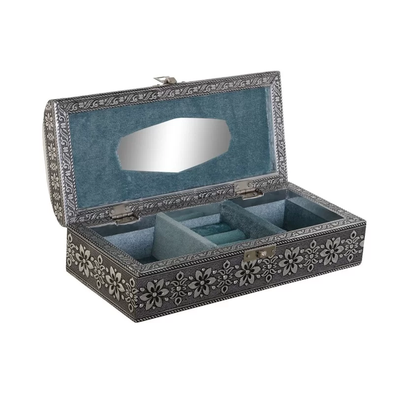 Jewelry box DKD Home Decor Silver Sky blue Wood...