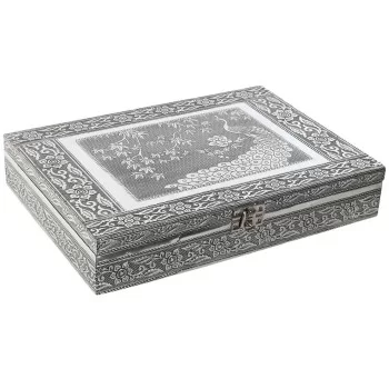 Jewelry box Home ESPRIT Green Silver Wood Aluminium 27,5...