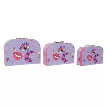 Set of decorative boxes DKD Home Decor Lilac Metal... 2