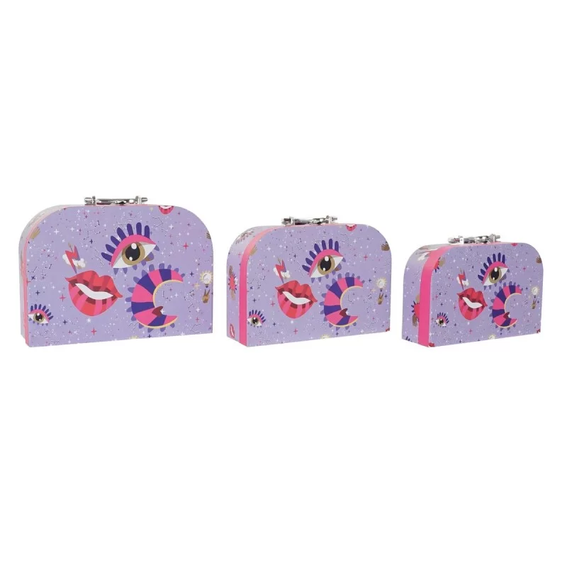 Set of decorative boxes DKD Home Decor Lilac...