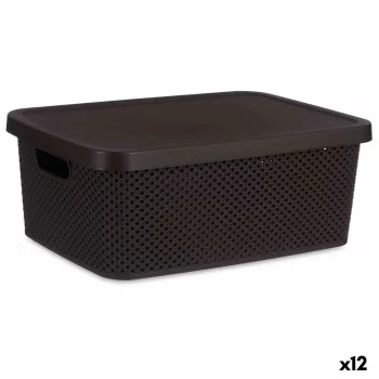Storage Box with Lid Brown Plastic 13 L 28 x 15 x 39 cm...