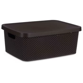Storage Box with Lid Brown Plastic 13 L 28 x 15 x 39 cm... 2