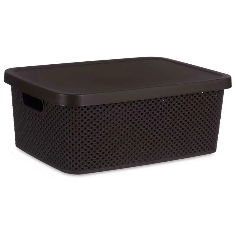 Storage Box with Lid Brown Plastic 13 L 28 x 15...
