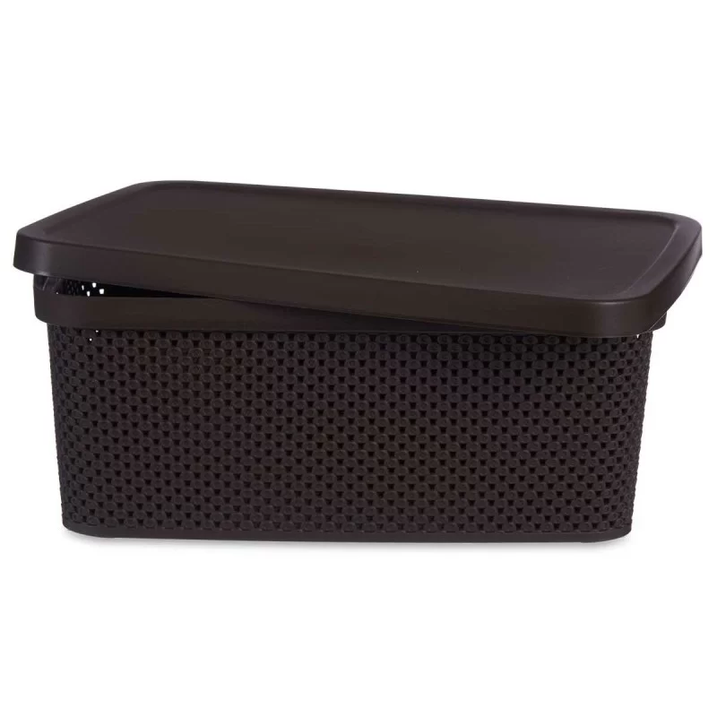 Storage Box with Lid Brown Plastic 13 L 28 x 15...