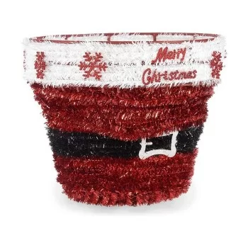 Decorative basket Father Christmas Tinsel 26 x 22 x 26 cm...