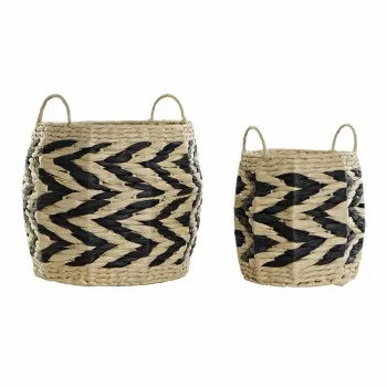 Basket set DKD Home Decor Natural Black Light brown...