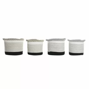 Basket set DKD Home Decor Stripes Black Grey Brown 30 x...