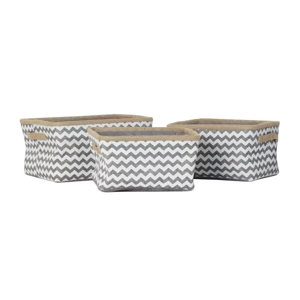 Basket set DKD Home Decor 36 x 31 x 20 cm Grey Polyester Zigzag White Jute Boho