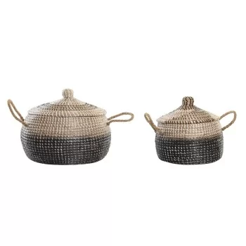 Basket set DKD Home Decor Grey Natural Bicoloured...