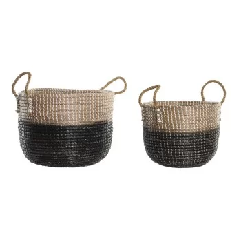 Basket set DKD Home Decor Natural Grey Seagrass (41 x 25...