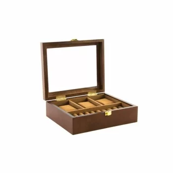 Jewelry box DKD Home Decor Brown Wood Crystal MDF Wood 21... 2