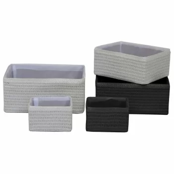 Basket set DKD Home Decor 41 x 30 x 18 cm Black White...