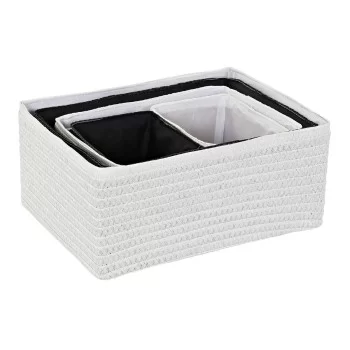 Basket set DKD Home Decor 41 x 30 x 18 cm Black White... 2