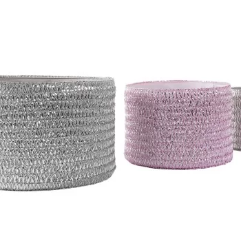 Basket set DKD Home Decor Grey Pink polypropylene 27 x 27... 2