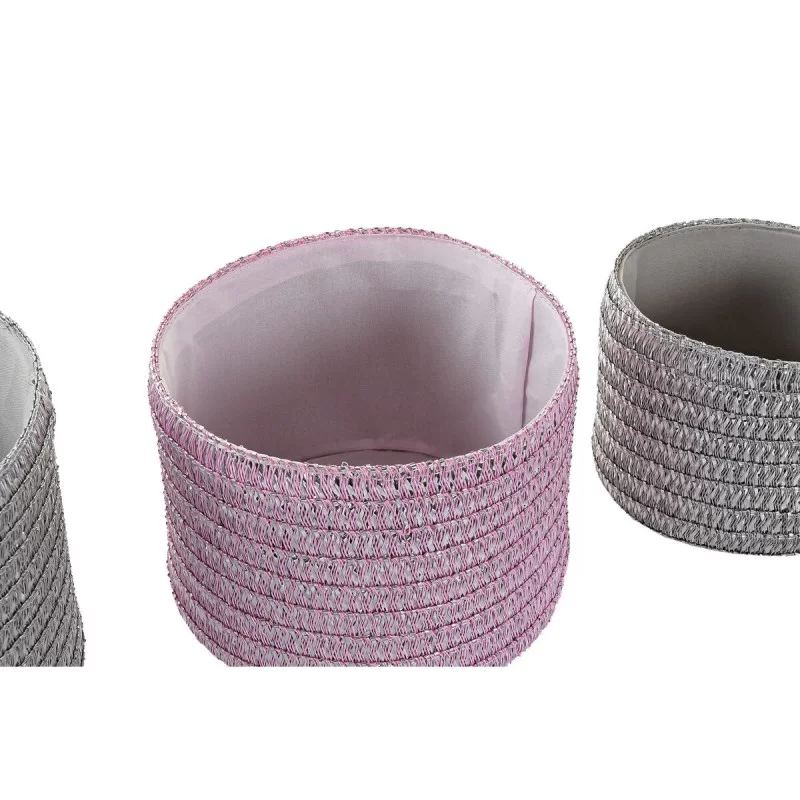 Basket set DKD Home Decor Grey Pink...