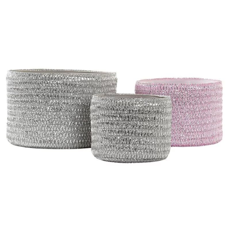 Basket set DKD Home Decor Grey Pink...