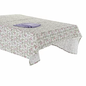 Tablecloth and napkins DKD Home Decor White Green 150 x... 2