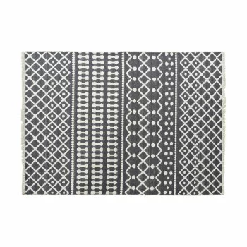 Carpet DKD Home Decor White Polyester Cotton Dark Grey...