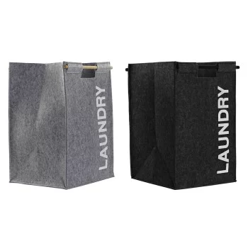 Laundry basket DKD Home Decor Black Grey Wood 37 x 37 x...