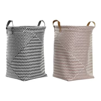 Laundry basket DKD Home Decor Geometric Grey Beige White...