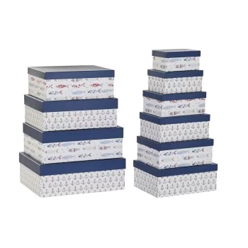 Set of Stackable Organising Boxes DKD Home Decor Navy...